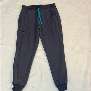 Figs Charcoal Joggers with Turquoise Drawstring